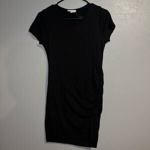Wasabi + Mint Classic Black Short Sleeve  Ruched T-Shirt Dress Size  Small